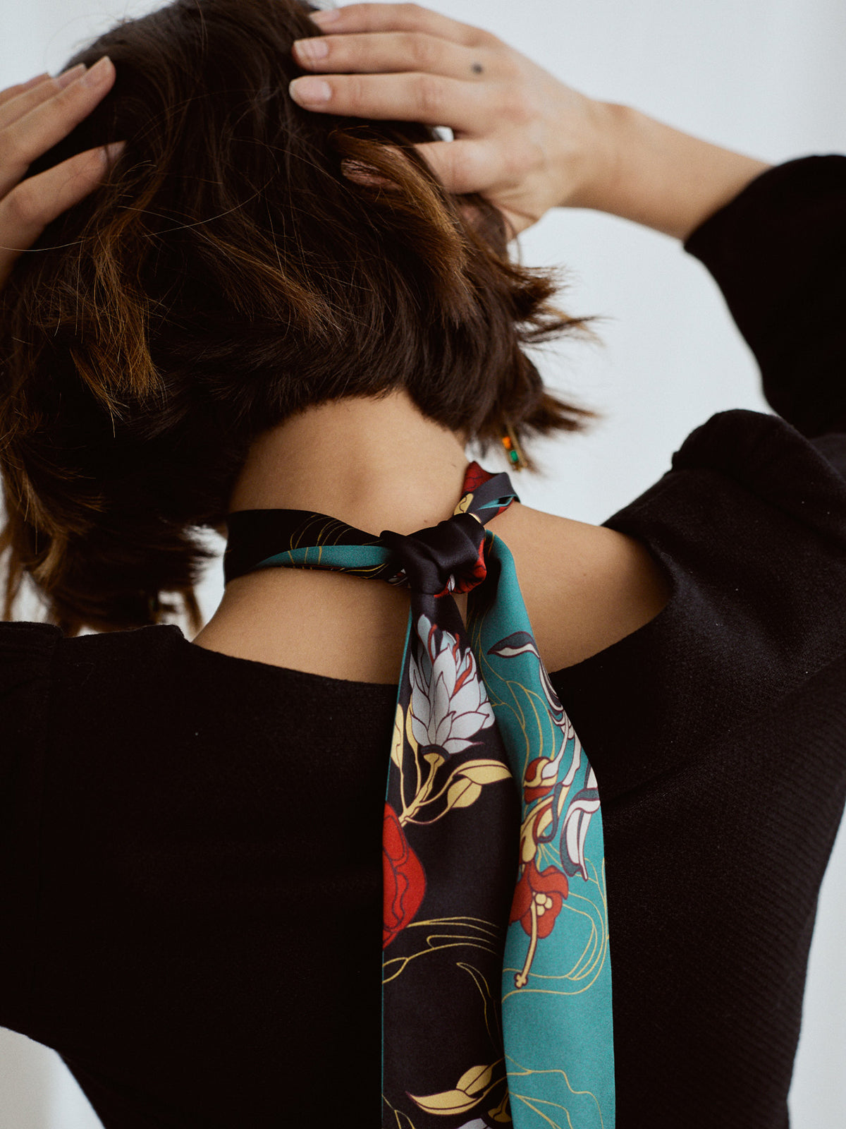 "Dream Hunter" Silk Skinny Scarf- Emerald Green