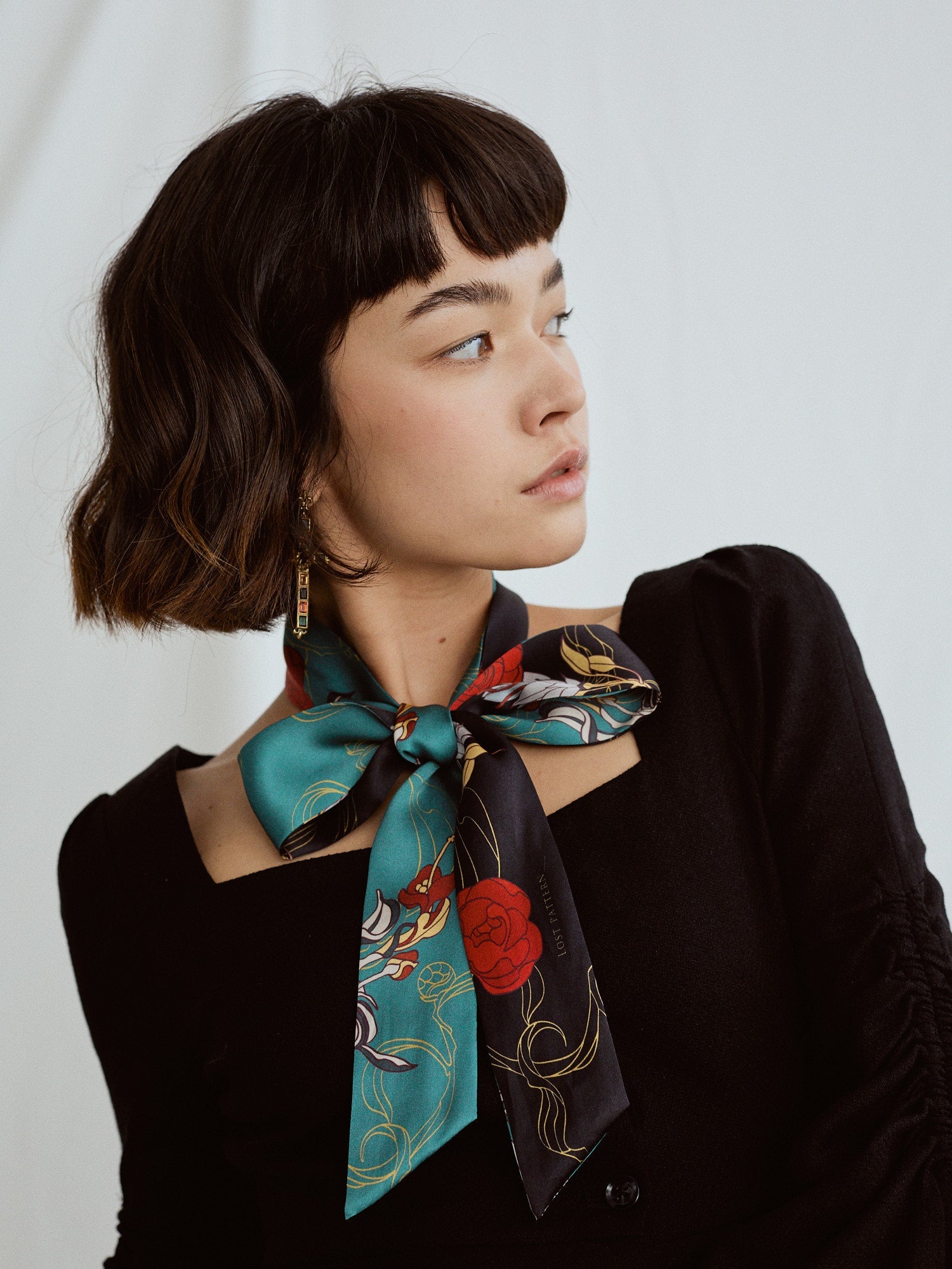 "Dream Hunter" Silk Skinny Scarf- Emerald Green
