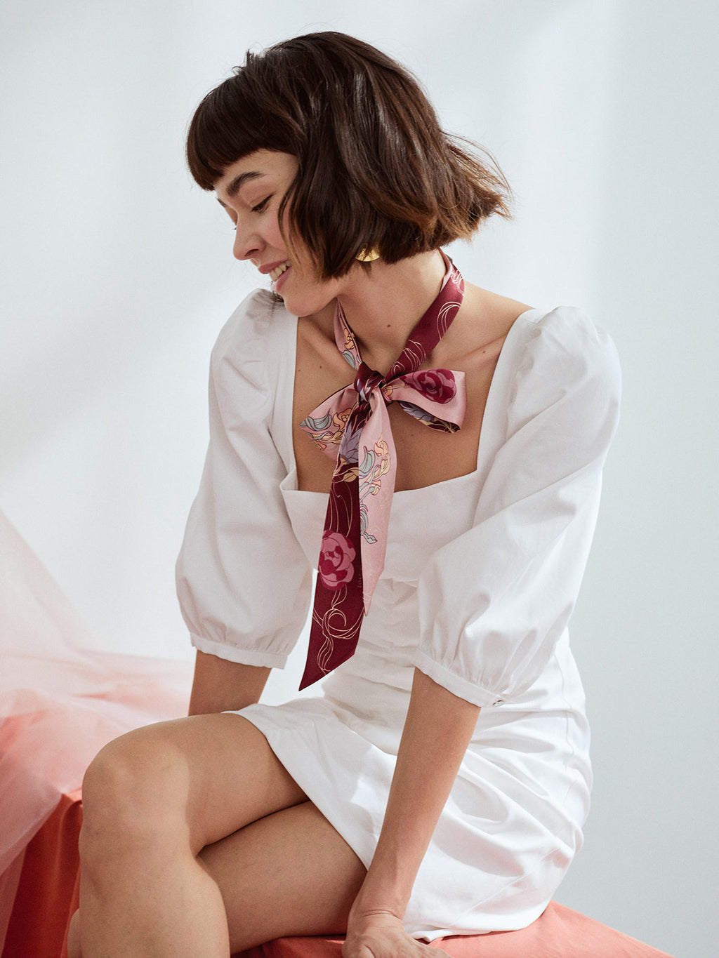 "Dream Hunter" Silk Skinny Scarf - Ruby Red