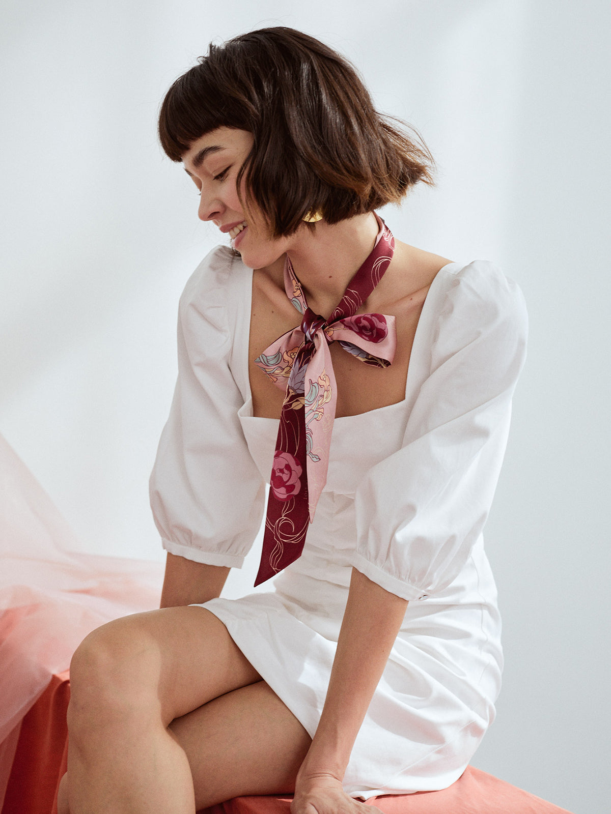 "Dream Hunter" Silk Skinny Scarf - Ruby Red