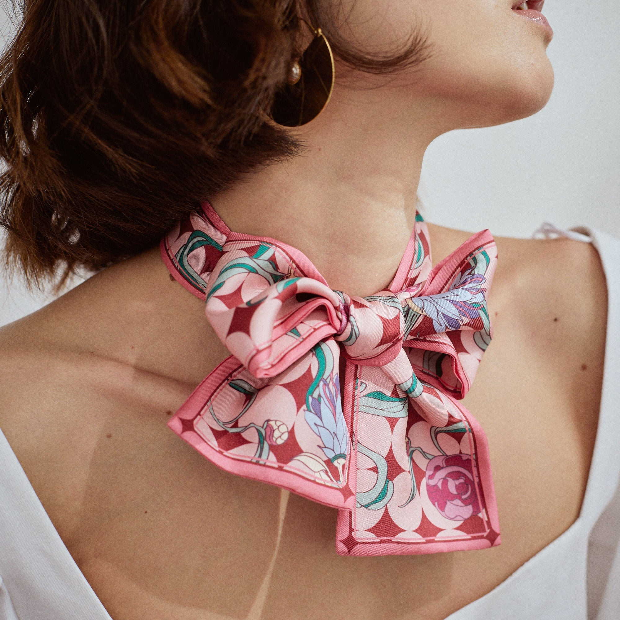 "Dream" Silk Twill Neck Bow - Sakura Pink