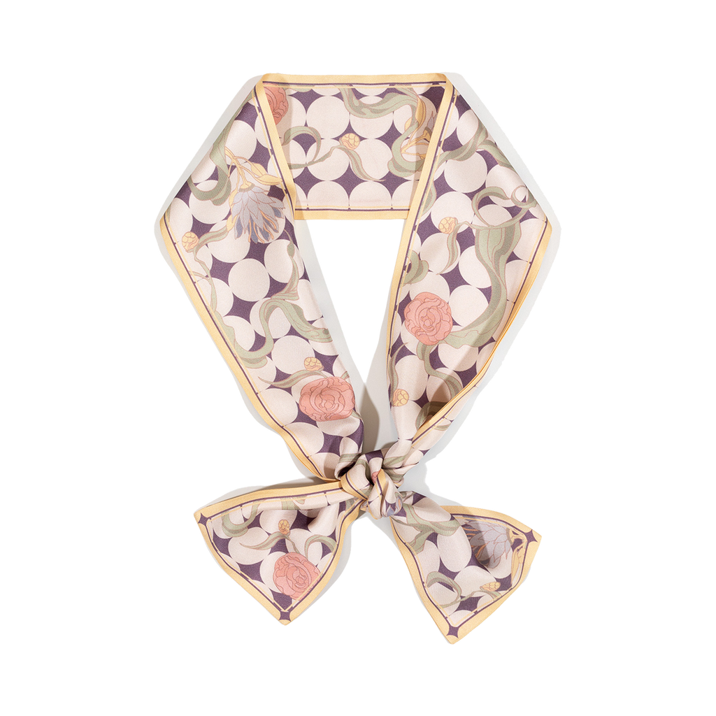 "Dream" Silk Twill Neck Bow - Yellow - Yellow - LOST PATTERN Silk Skinny Scarf