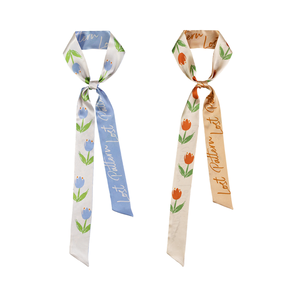"Tulip" Silk Skinny Scarf - Apricot