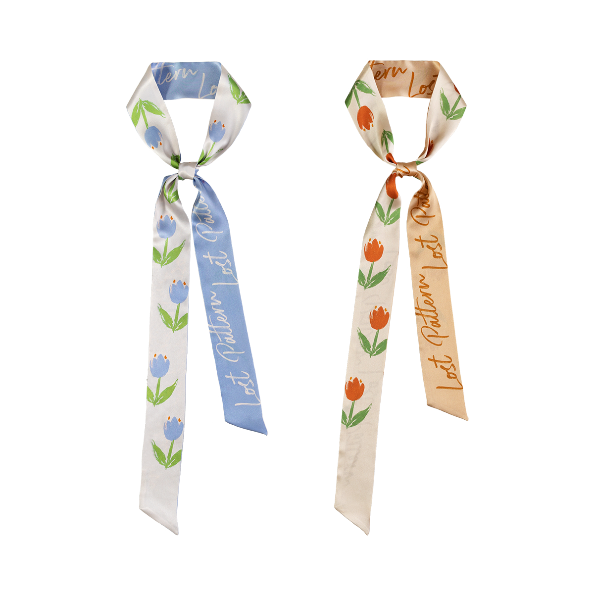 "Tulip" Silk Skinny Scarf - Apricot