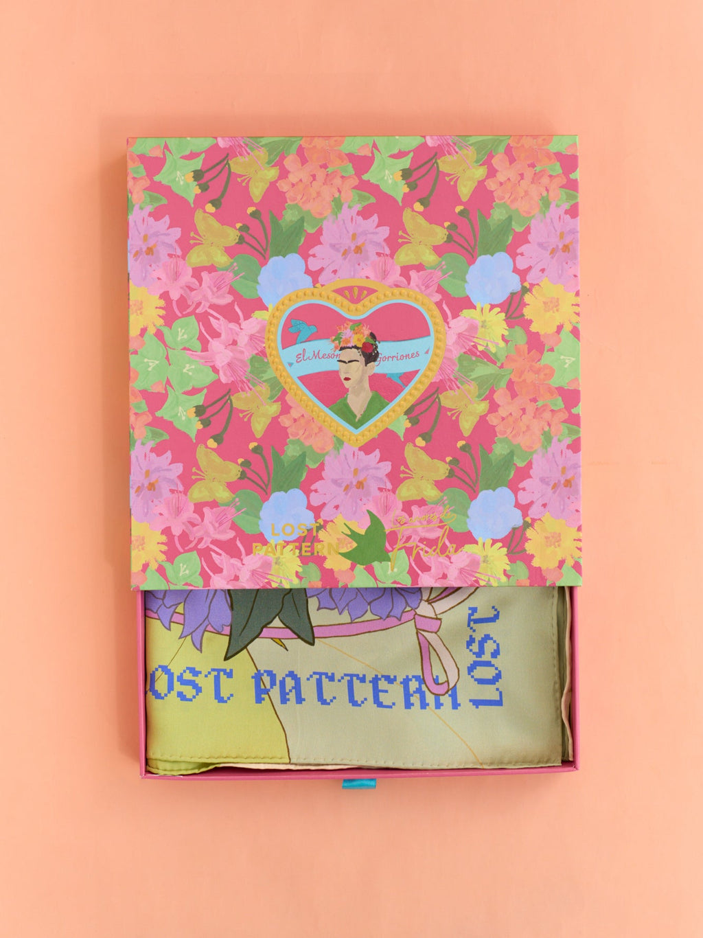 FRIDA x LOST PATTERN "Los Amores de Frida" Large Silk Scarf - Pastel