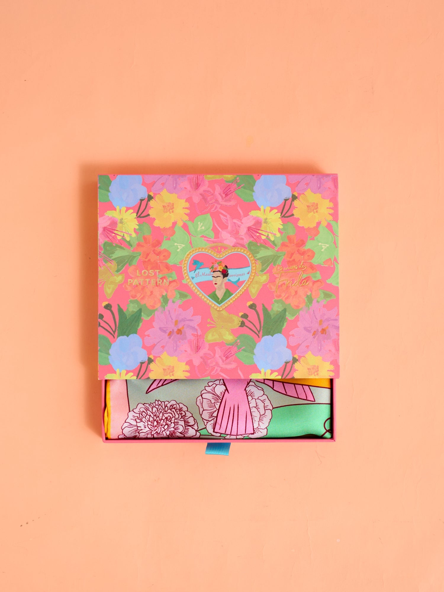 FRIDA x LOST PATTERN "House of Frida" Silk Bandana Scarf - Pink