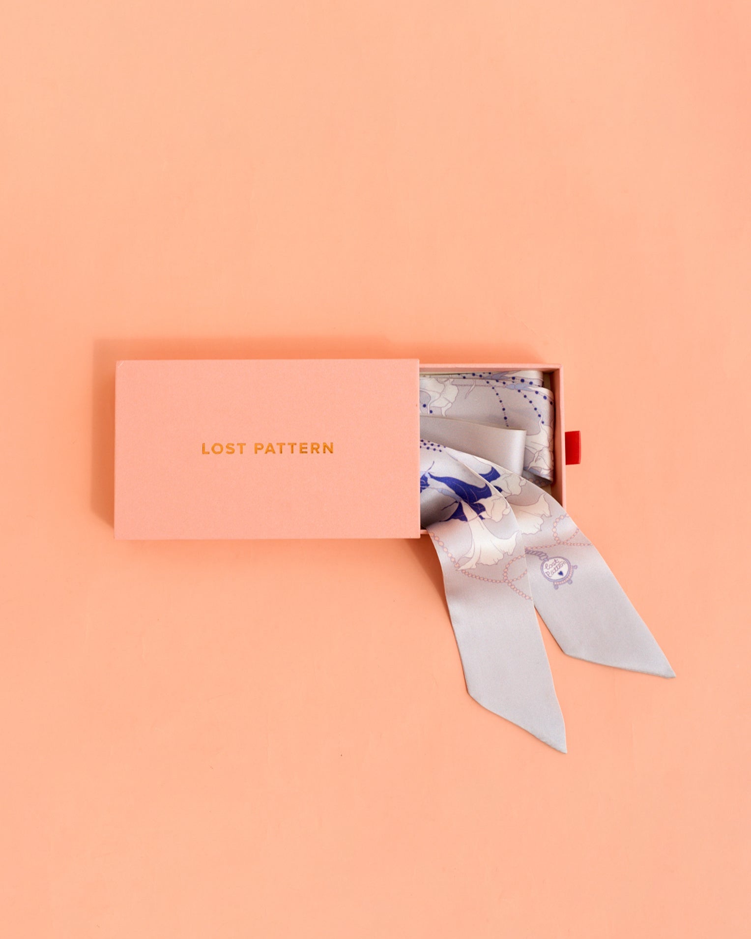 "Datura" Silk Skinny Scarf - Silver Grey