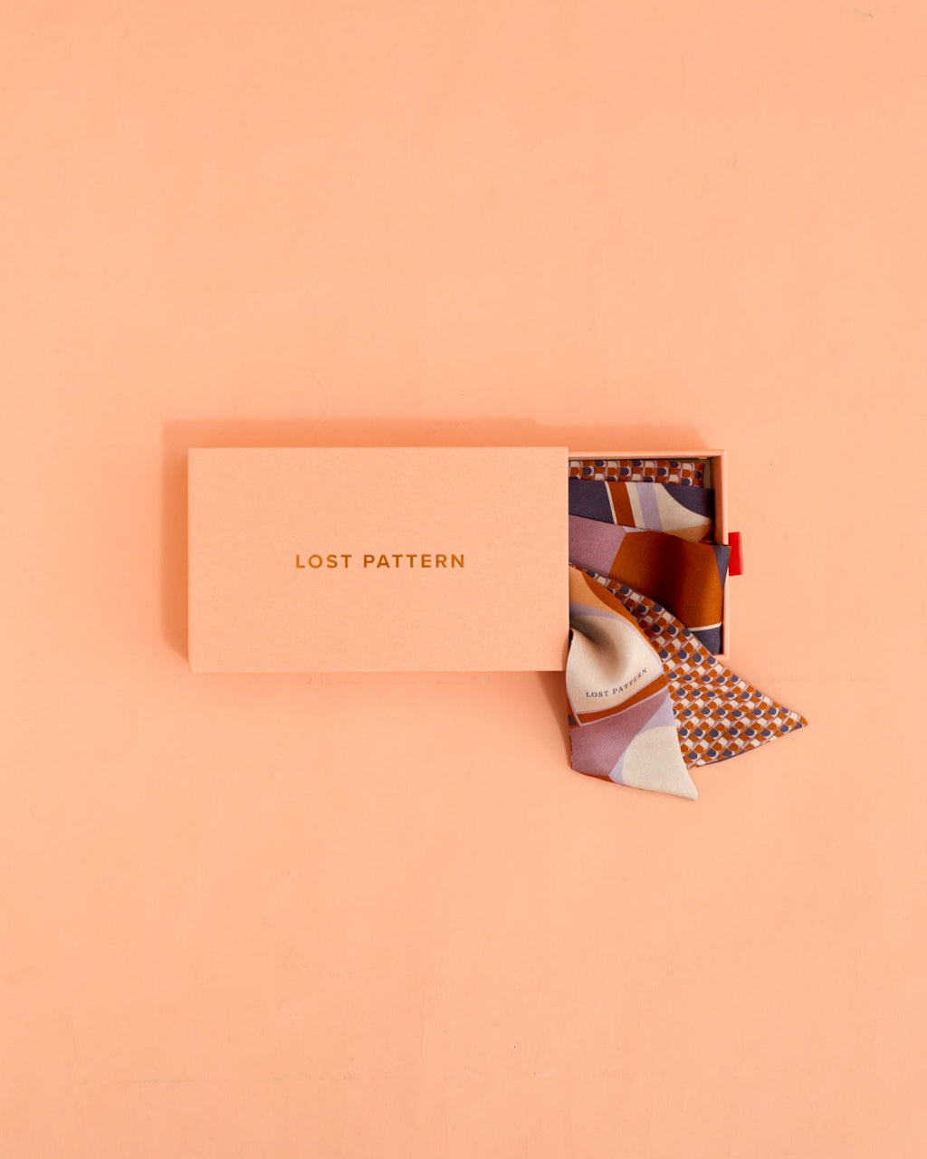 "Modular" Silk Skinny Scarf - Orange