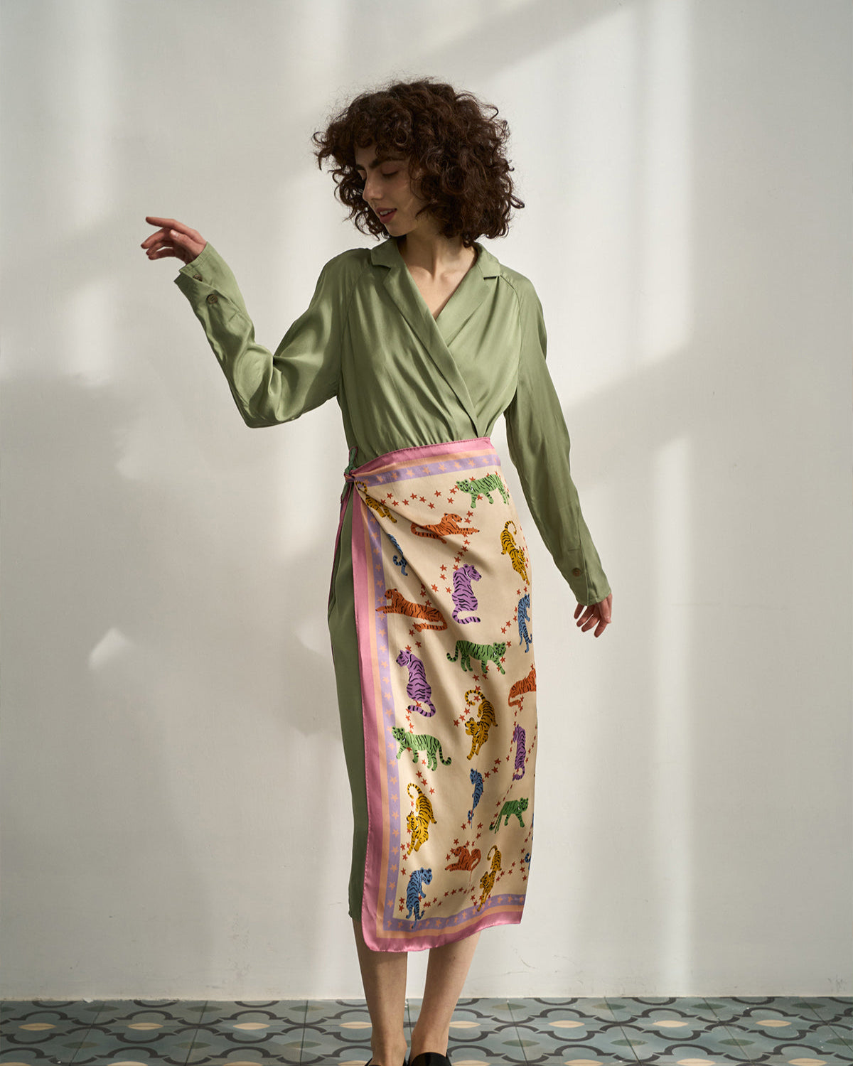 "Neon Tigers" Large Silk Scarf