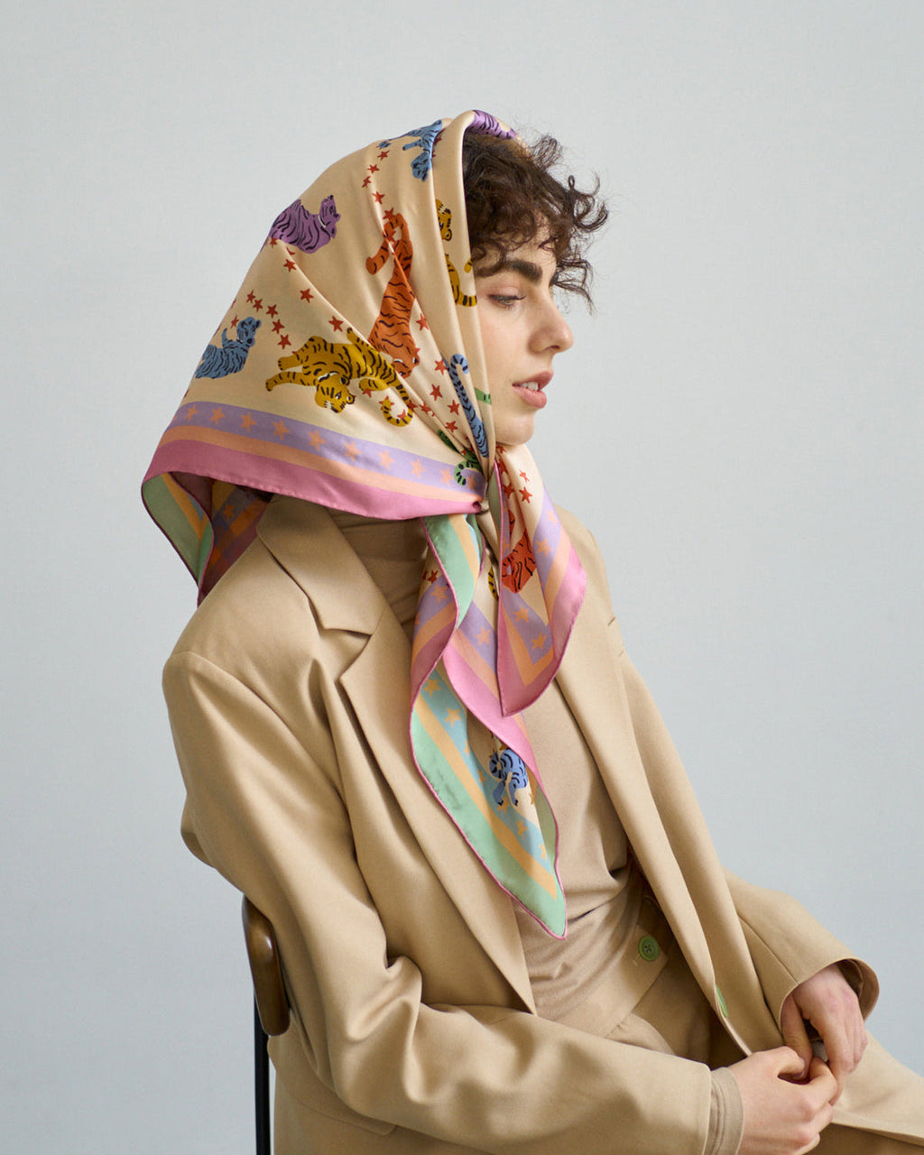 "Neon Tigers" Large Silk Scarf