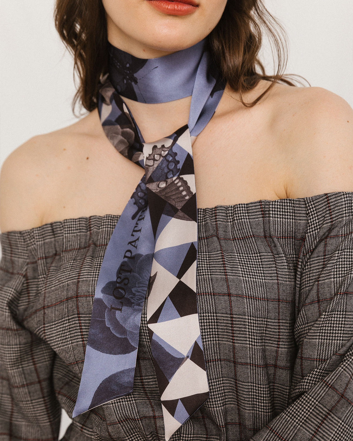 "Prism" Silk Skinny Scarf -  blue