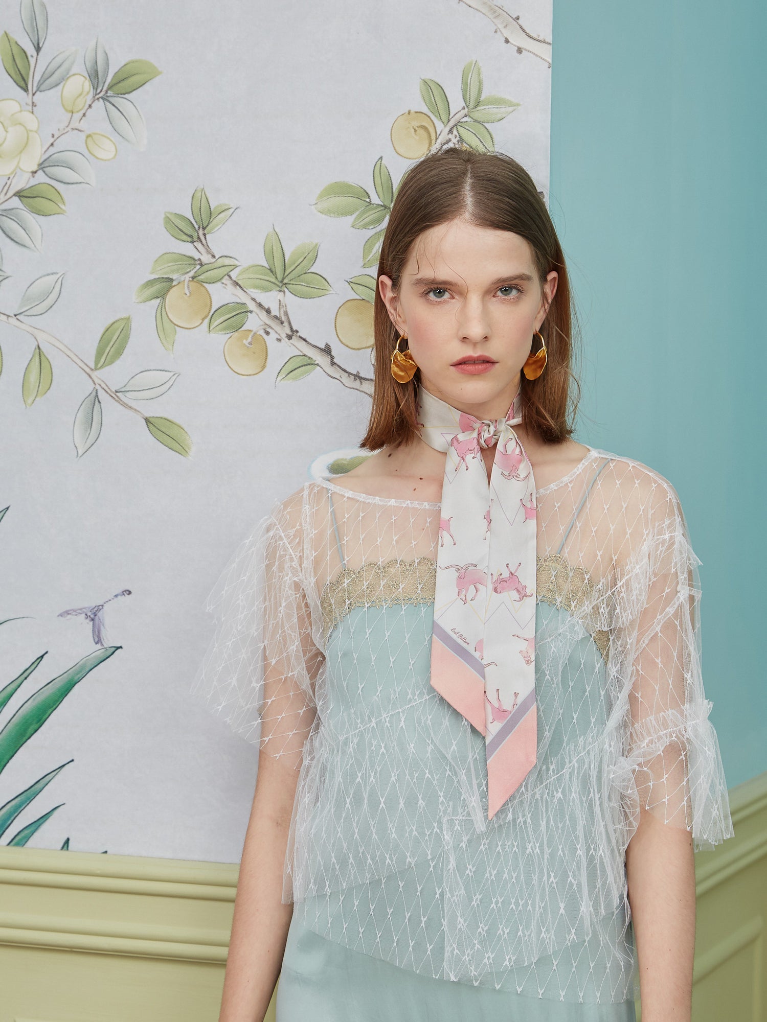 ”Antelope“ Silk Skinny Scarf - Pink