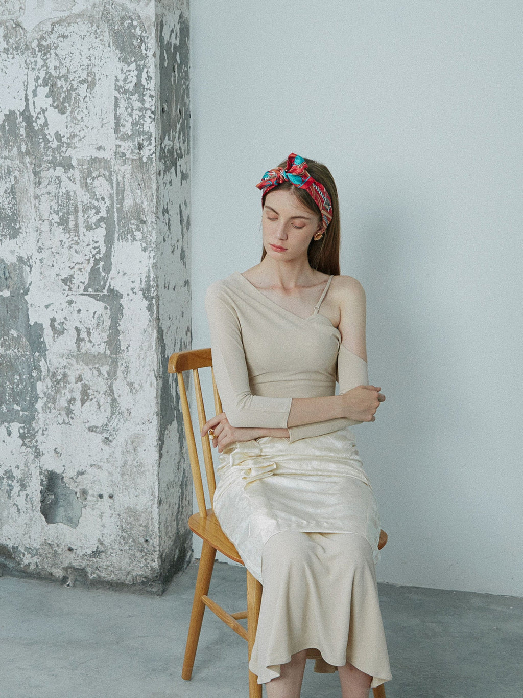 "Madagascar" Silk Skinny Scarf - Red