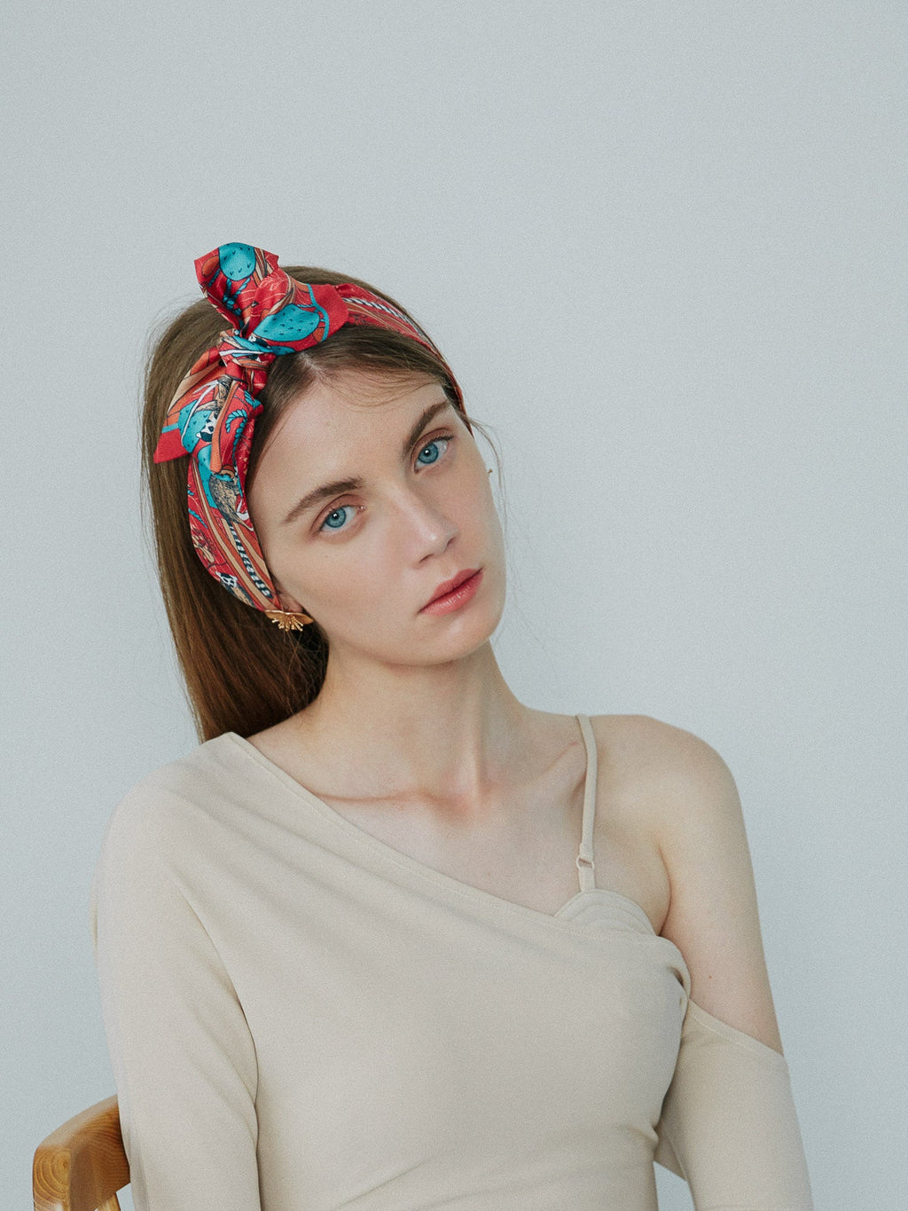 "Madagascar" Silk Skinny Scarf - Red