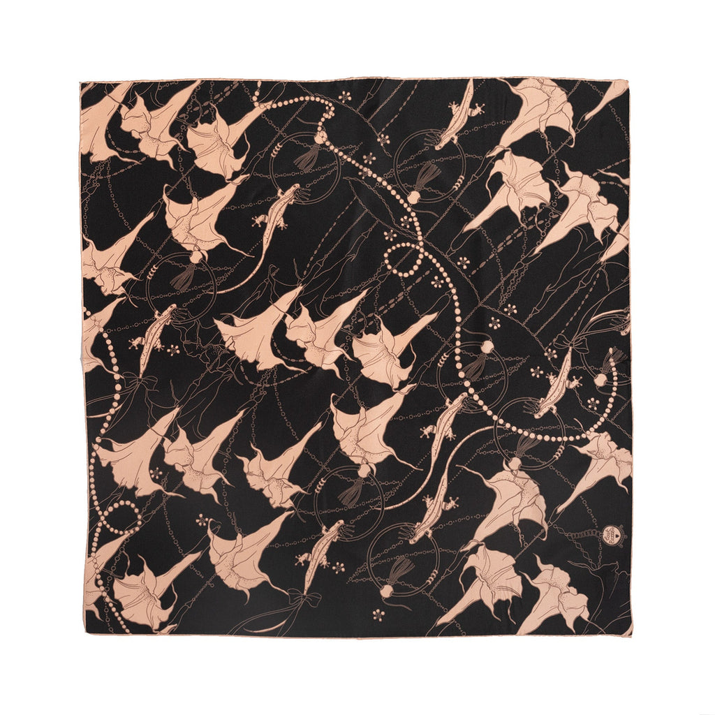 "Datura" Silk Bandana Scarf - Espresso