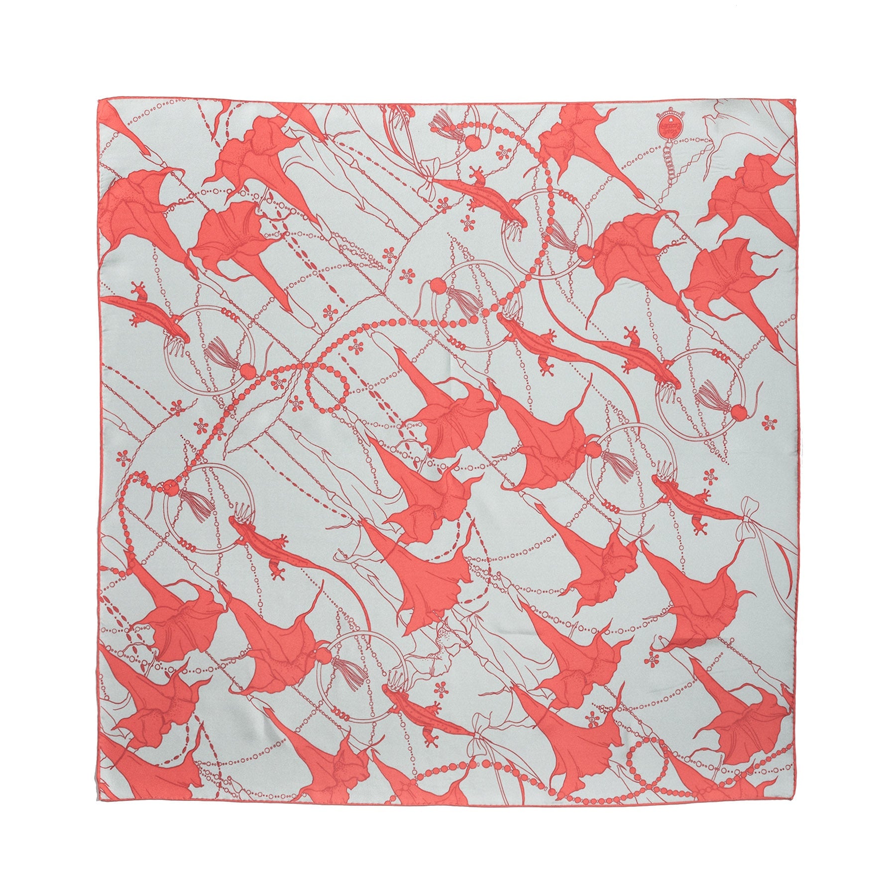 "Datura" Silk Bandana Scarf - Silver