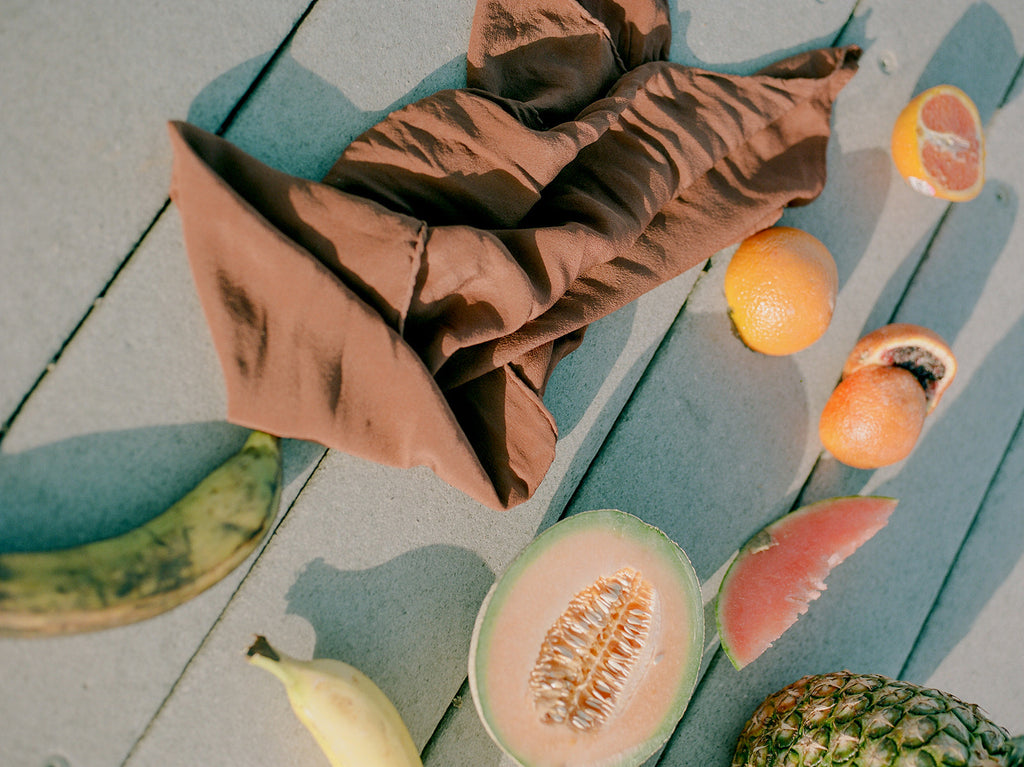 'The Classic' Washable Silk Scarf in Pecan