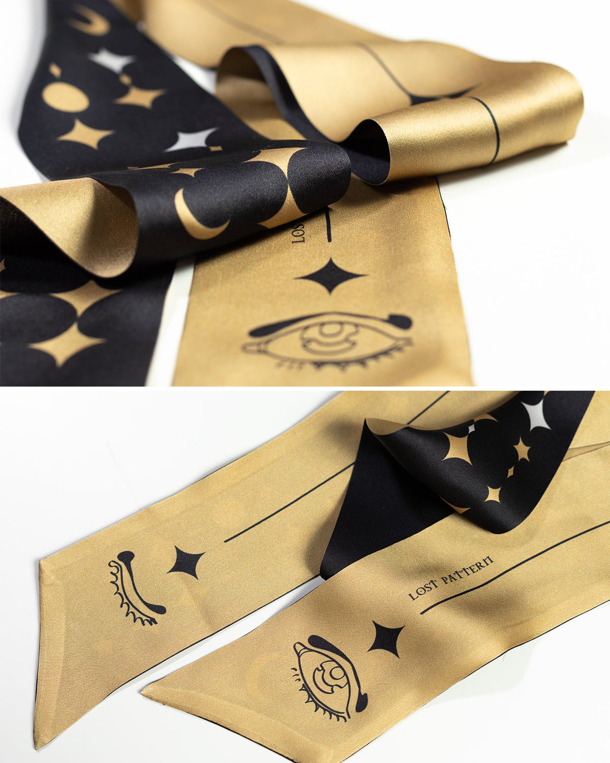"Moonlit Stars" Silk Neck Bow Scarf