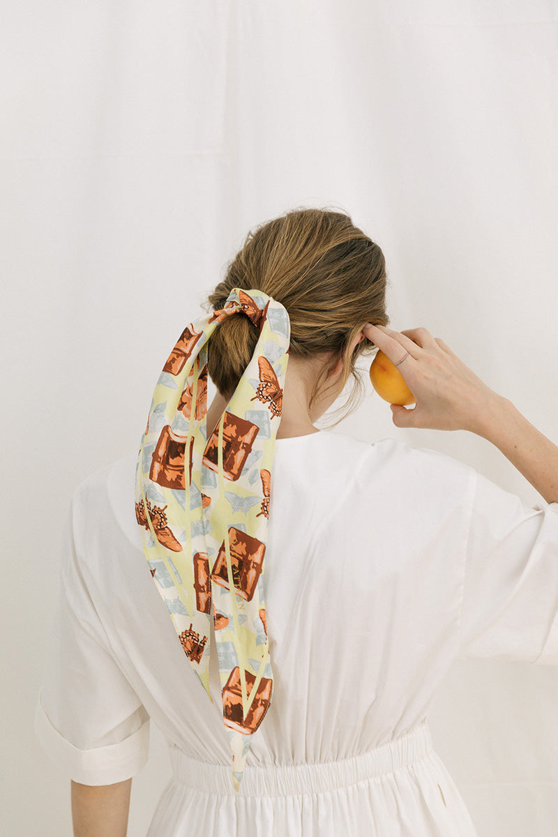 "Lady Butterfly" Silk Diamond Neckerchief - Lime