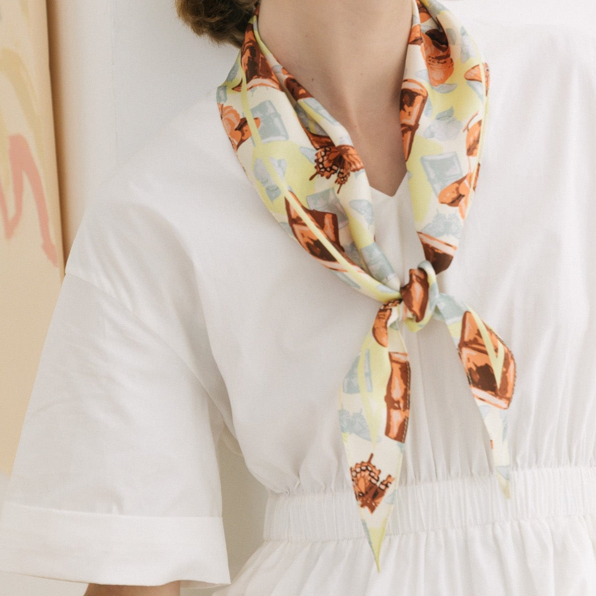 "Lady Butterfly" Silk Diamond Neckerchief - Lime