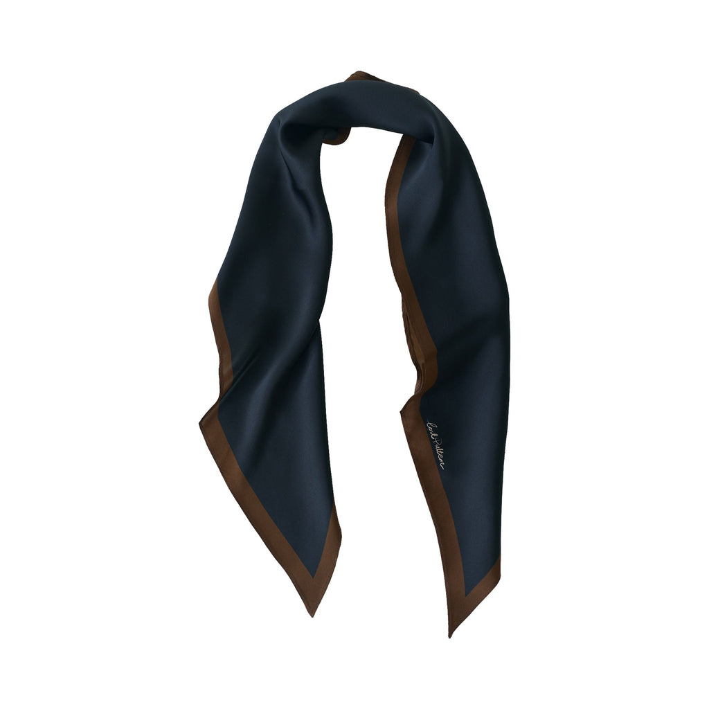 "Satin" Silk Neck Scarf - Black - Black - LOST PATTERN Silk Bandana