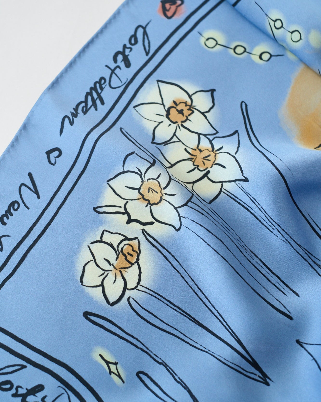 "New York in Sketches" Silk Scarf - Blue