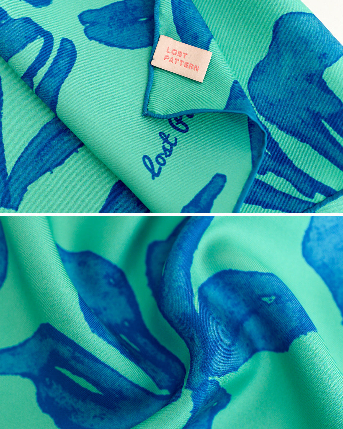 "Tropical Bliss" Silk Bandana Scarf - Ocean Blue