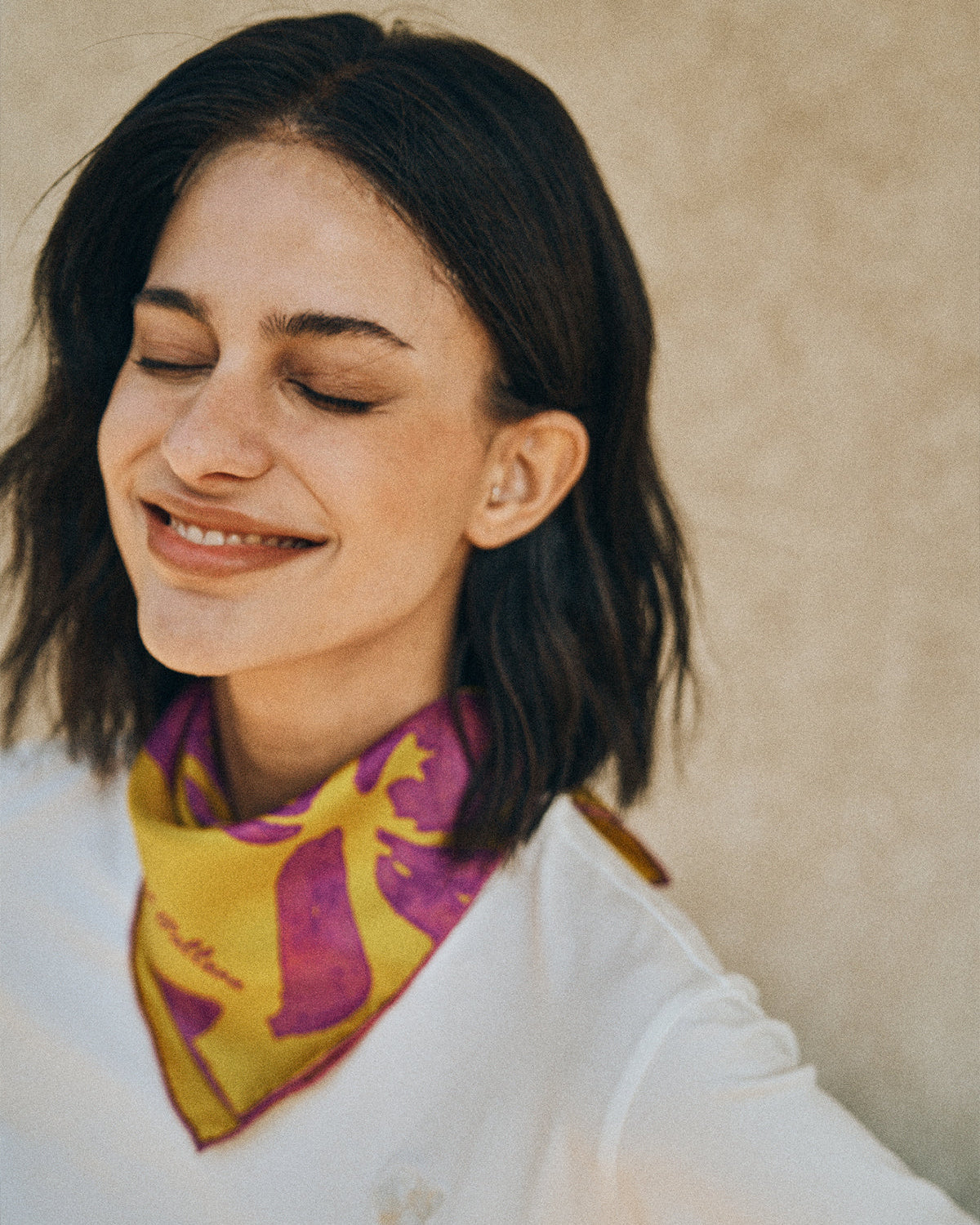 "Tropical Bliss" Silk Bandana Scarf - Golden Hour