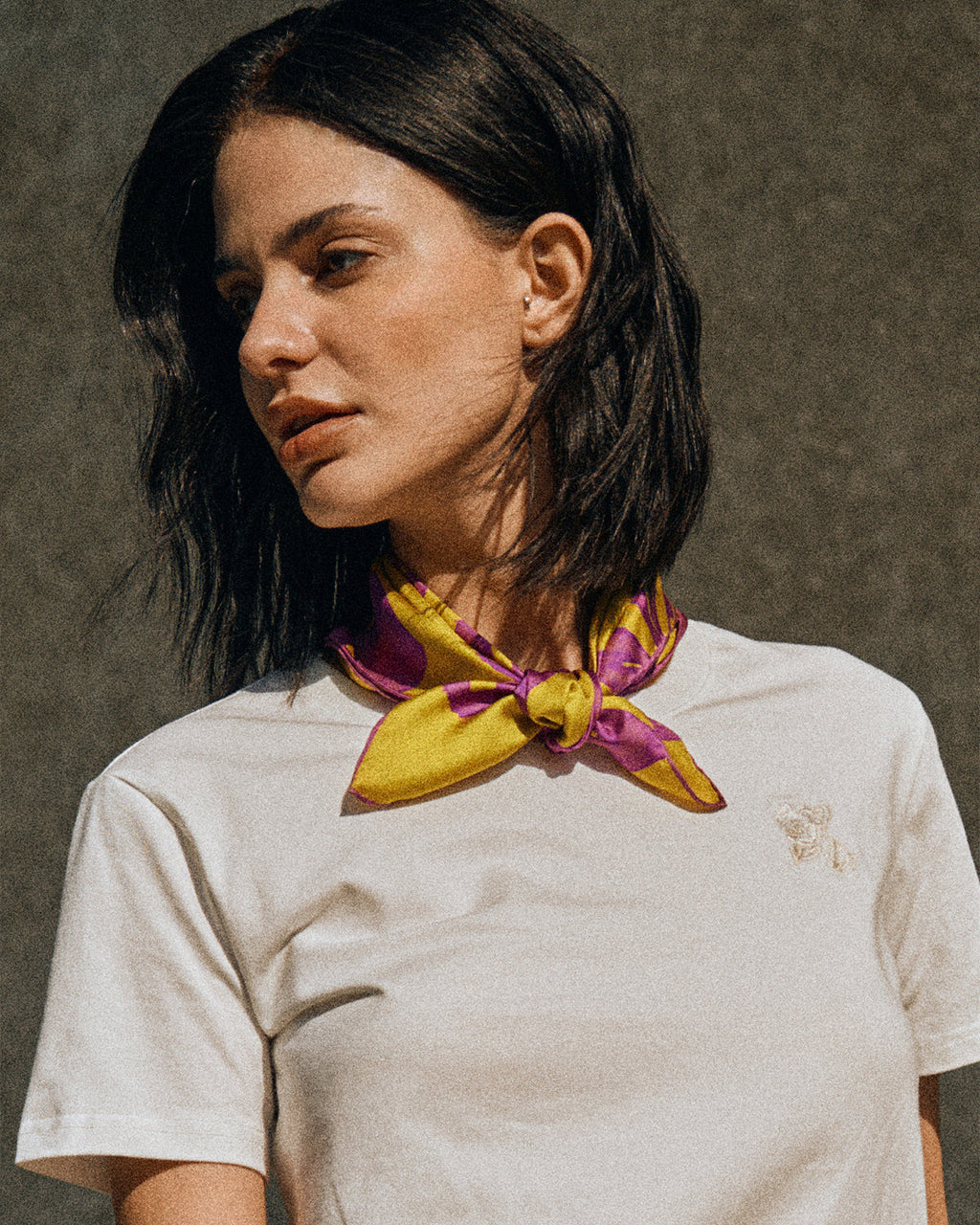 "Tropical Bliss" Silk Bandana Scarf - Golden Hour