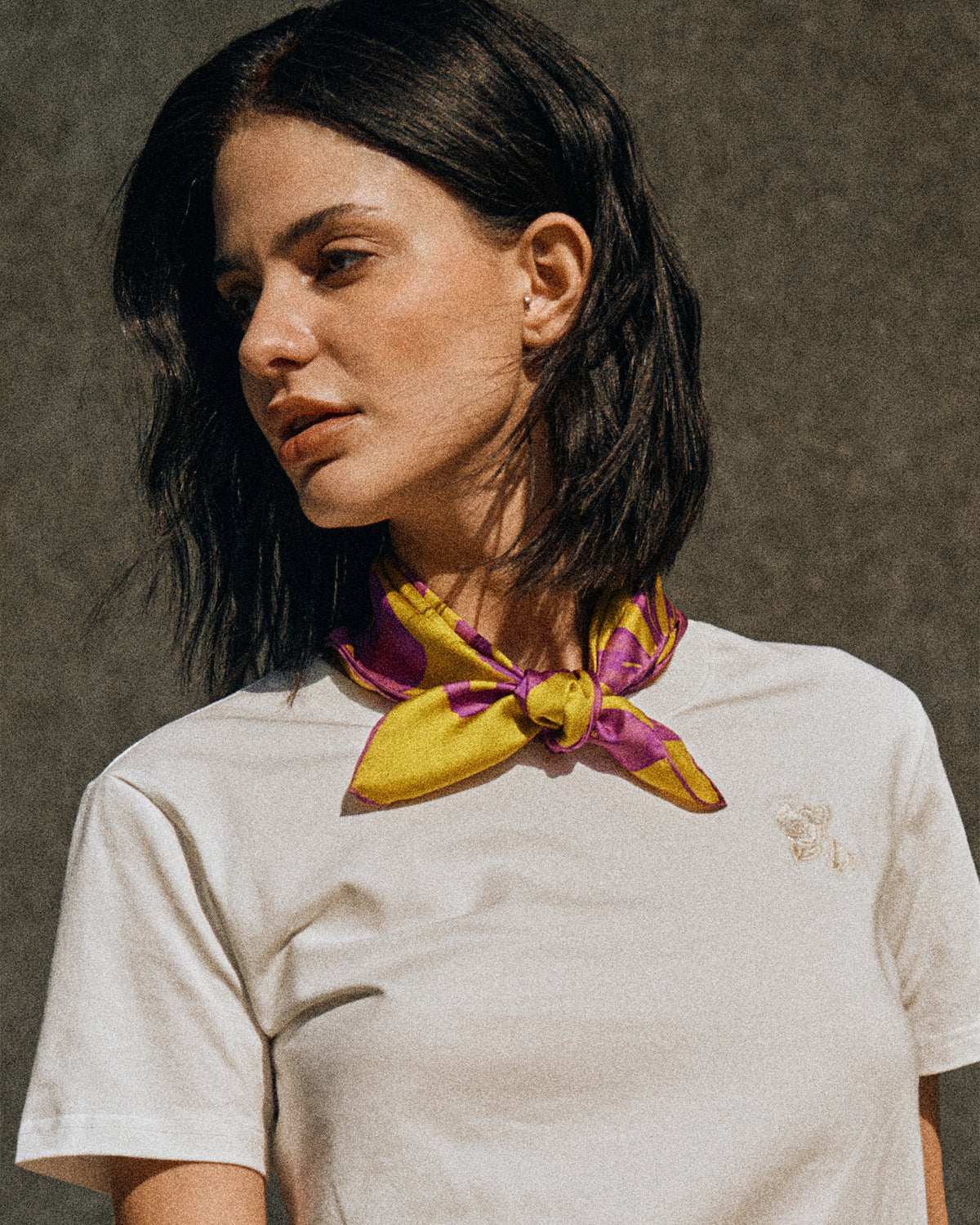 "Tropical Bliss" Silk Bandana Scarf - Golden Hour