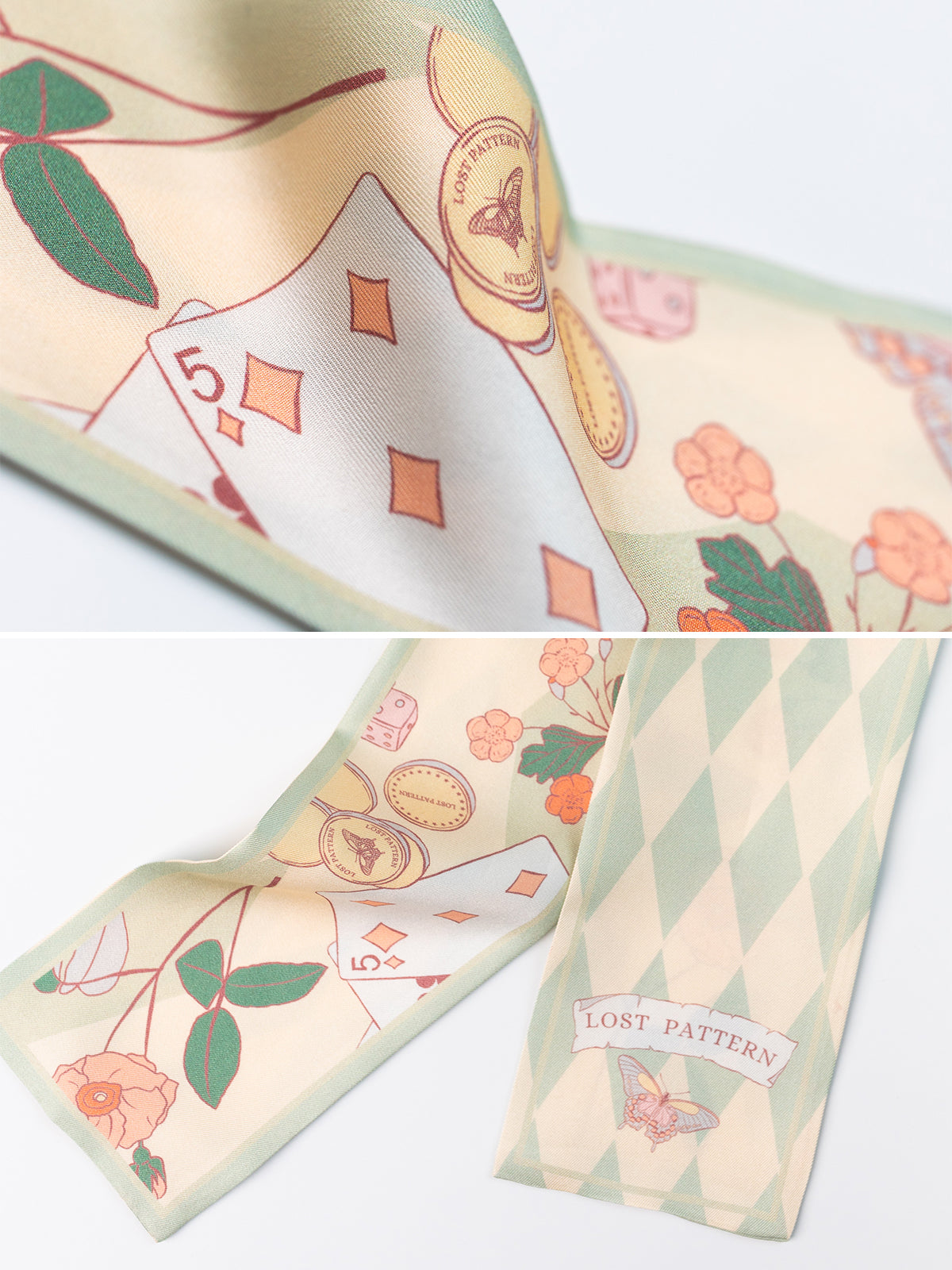 ”Wonderland“ Silk Twill Neck Bow - Pastel Green