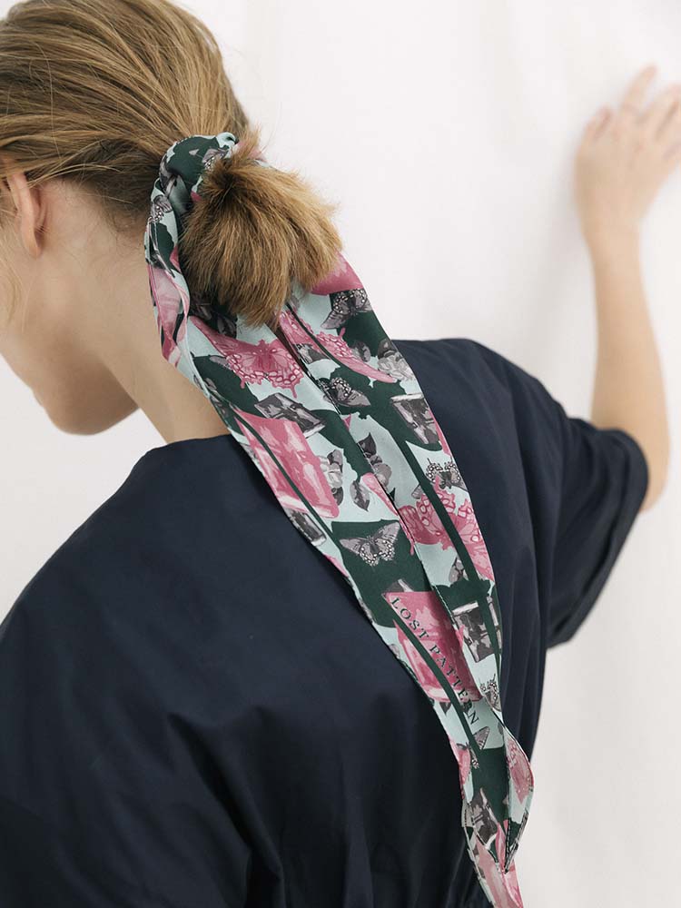 "Lady Butterfly" Silk Diamond Neckerchief - Green