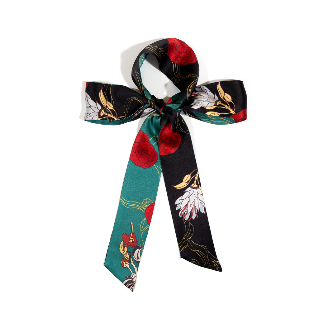 "Dream Hunter" Silk Skinny Scarf- Emerald Green