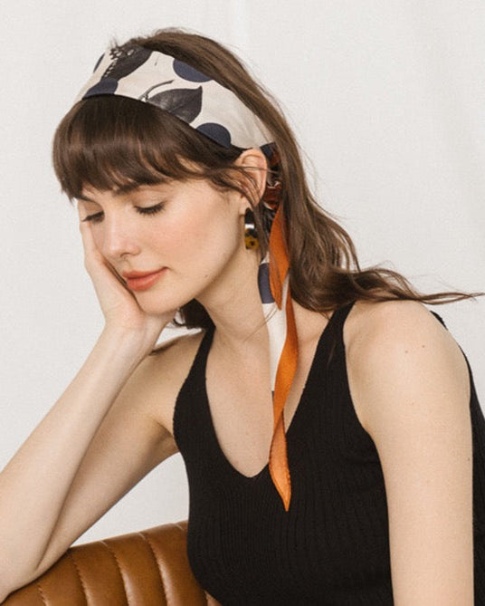 "Noir Floral" Silk Diamond Neckerchief