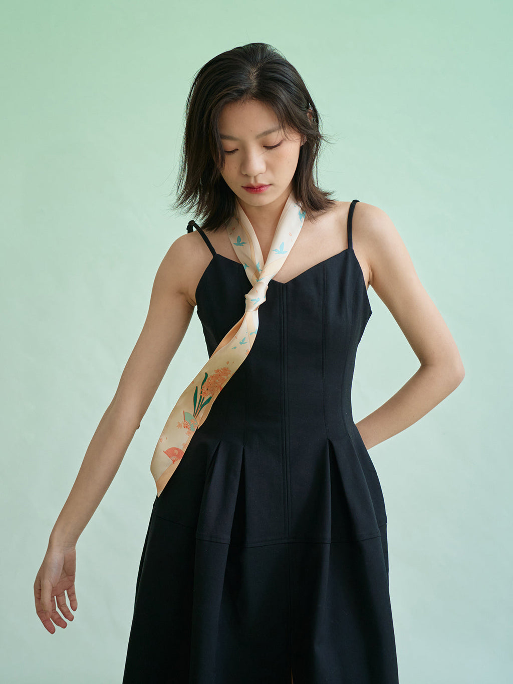 “Fanfare Breeze” Silk Skinny Scarf