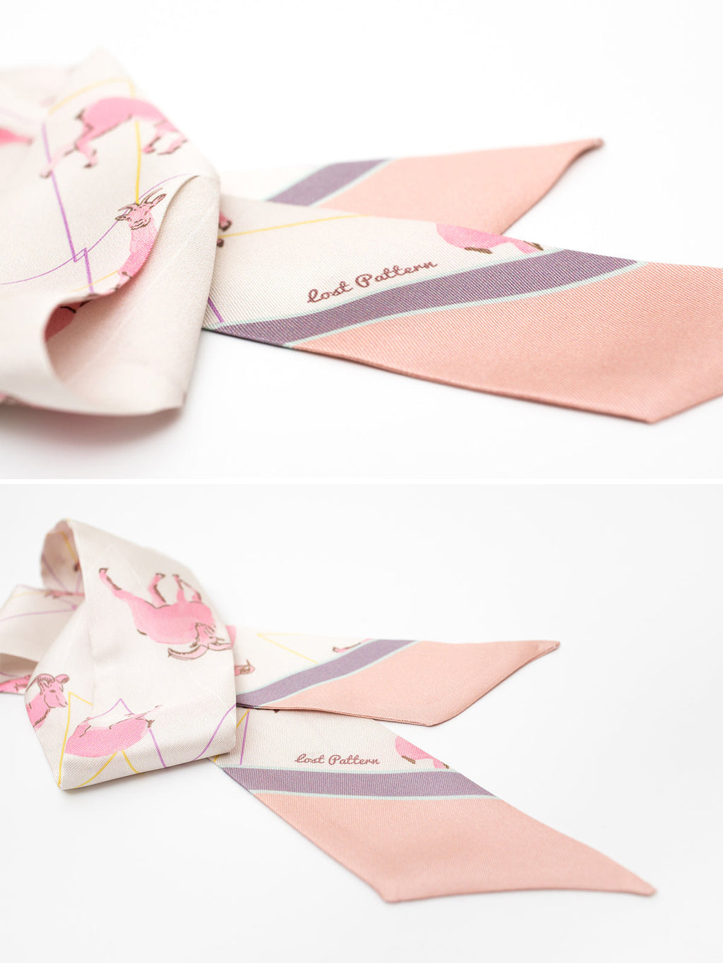 ”Antelope“ Silk Skinny Scarf - Pink