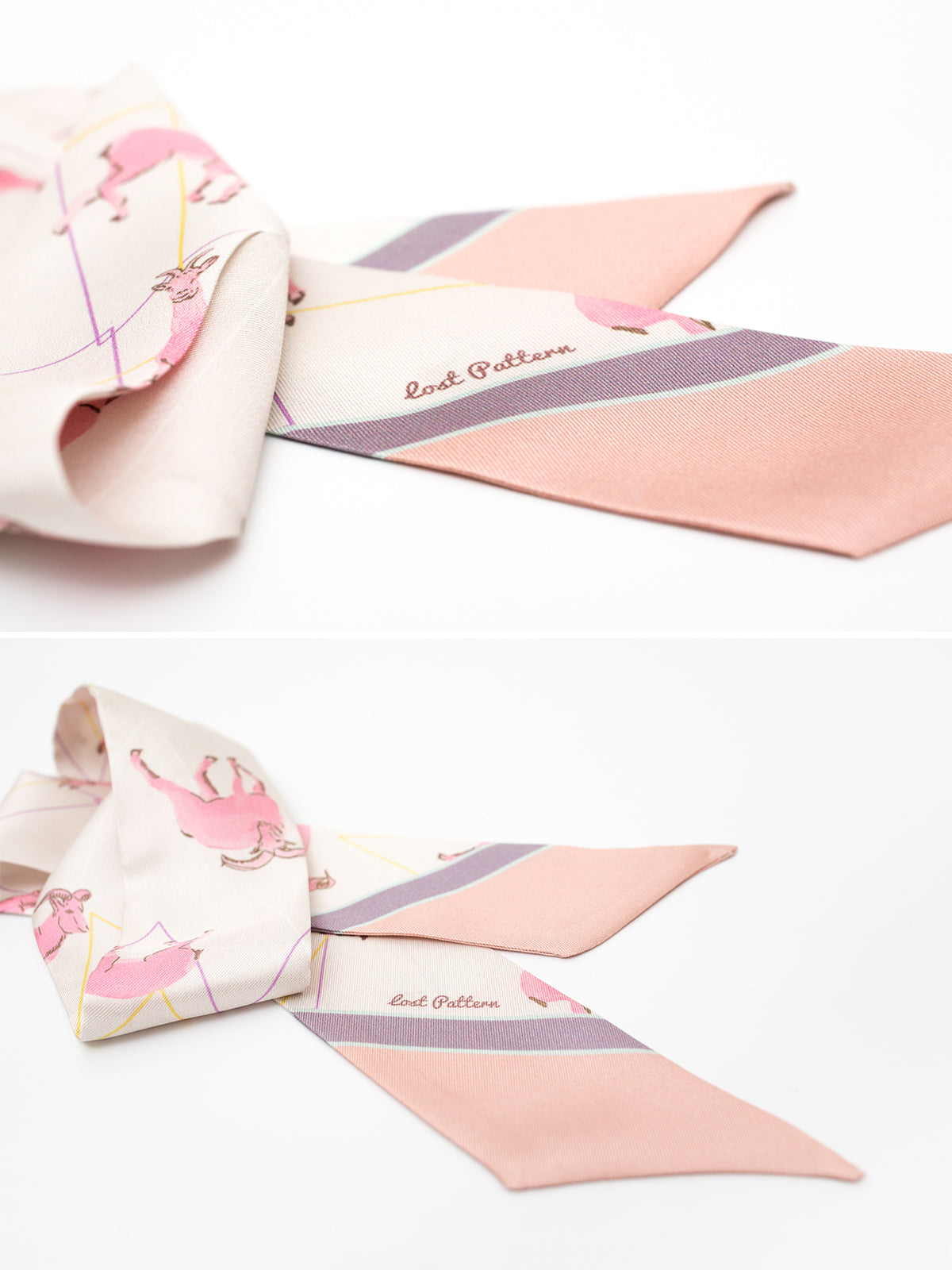 ”Antelope“ Silk Skinny Scarf - Pink