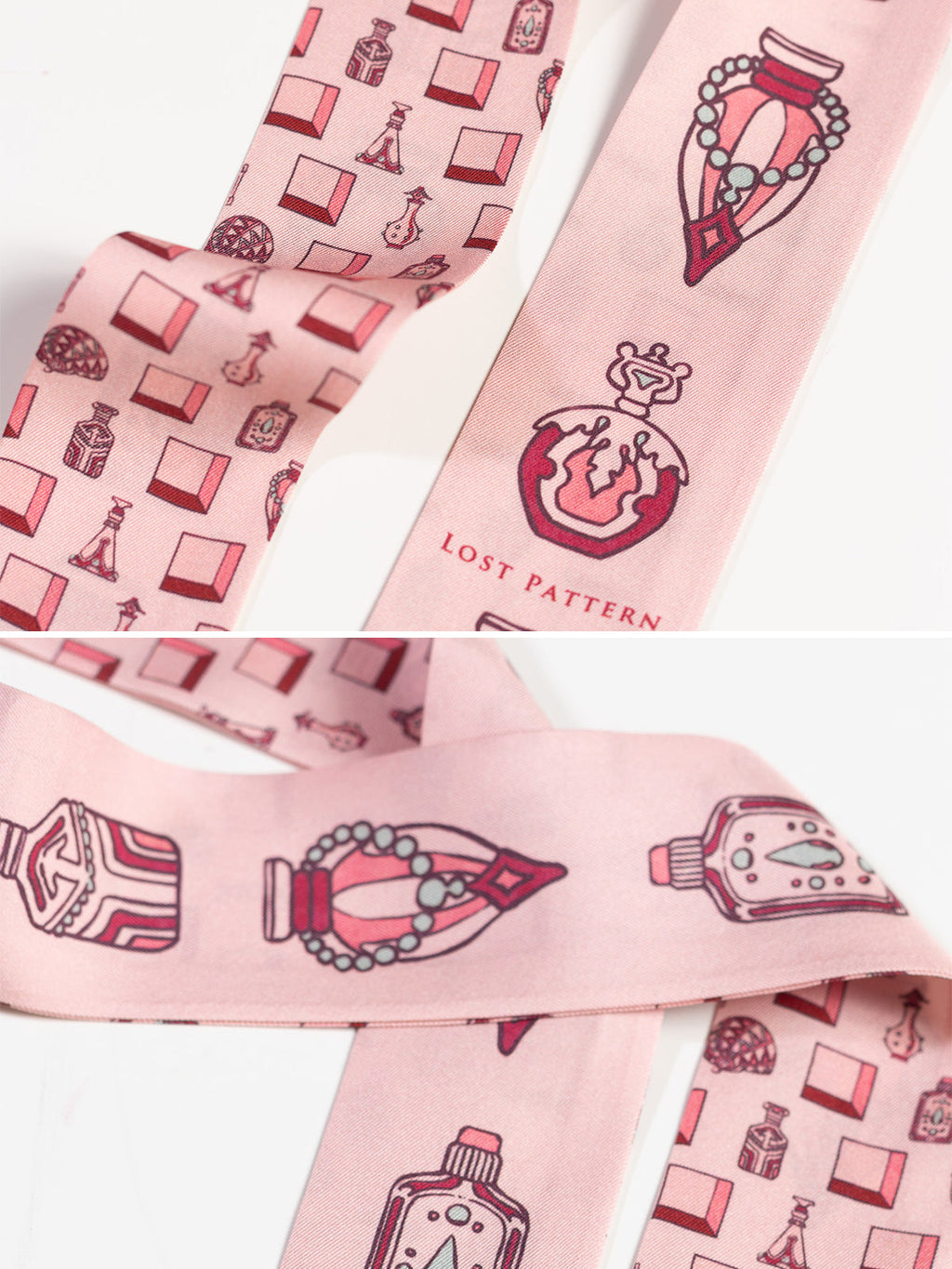 “Amora” Silk Skinny Scarf - Pink