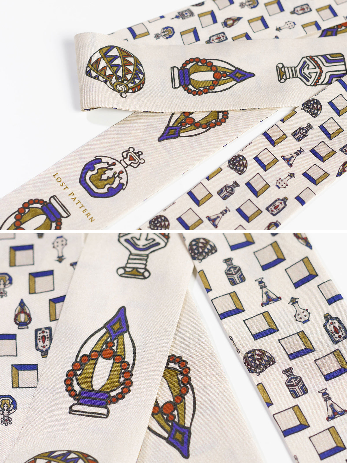 “Amora” Silk Skinny Scarf - Champagne