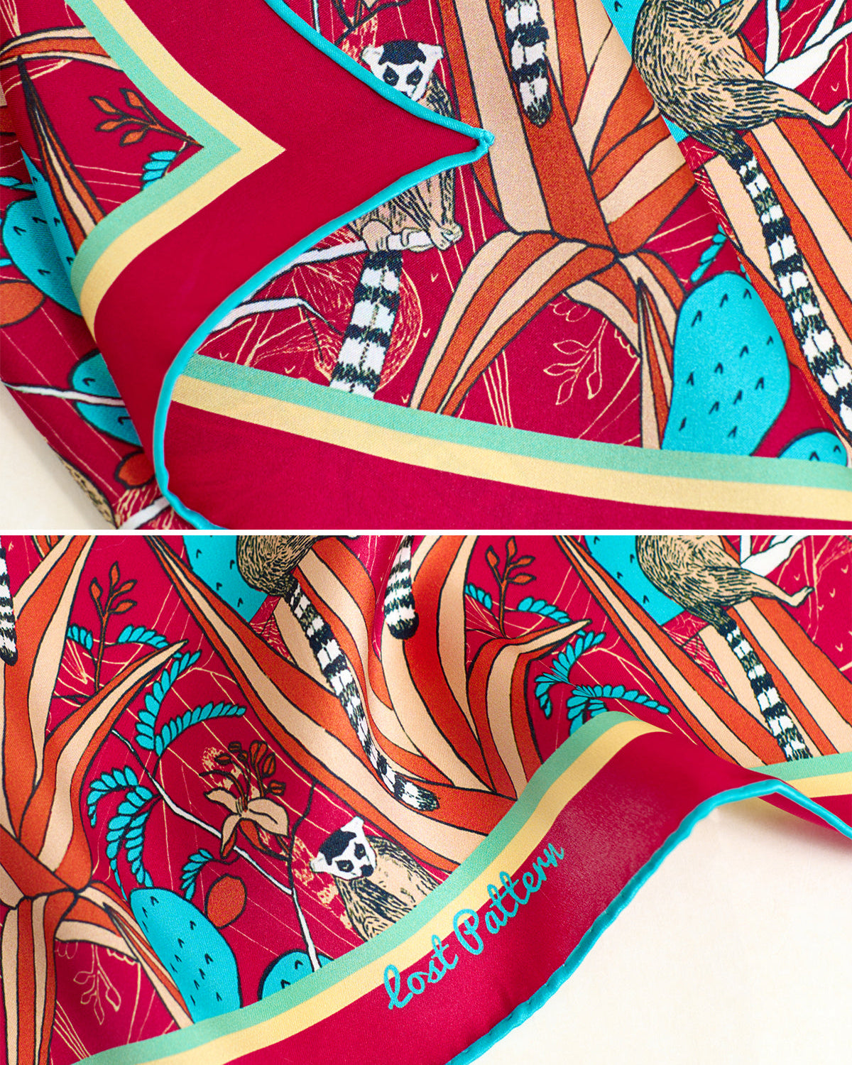 "Madagascar" Silk Bandana - Red