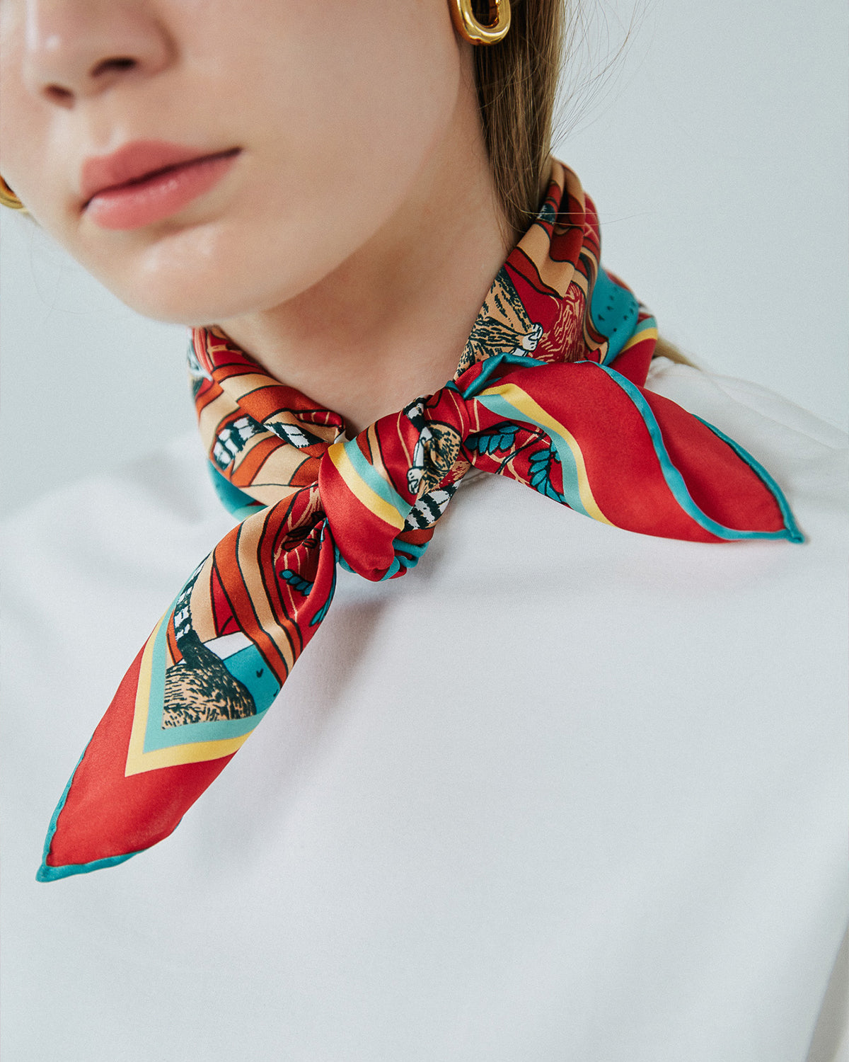 "Madagascar" Silk Bandana - Red