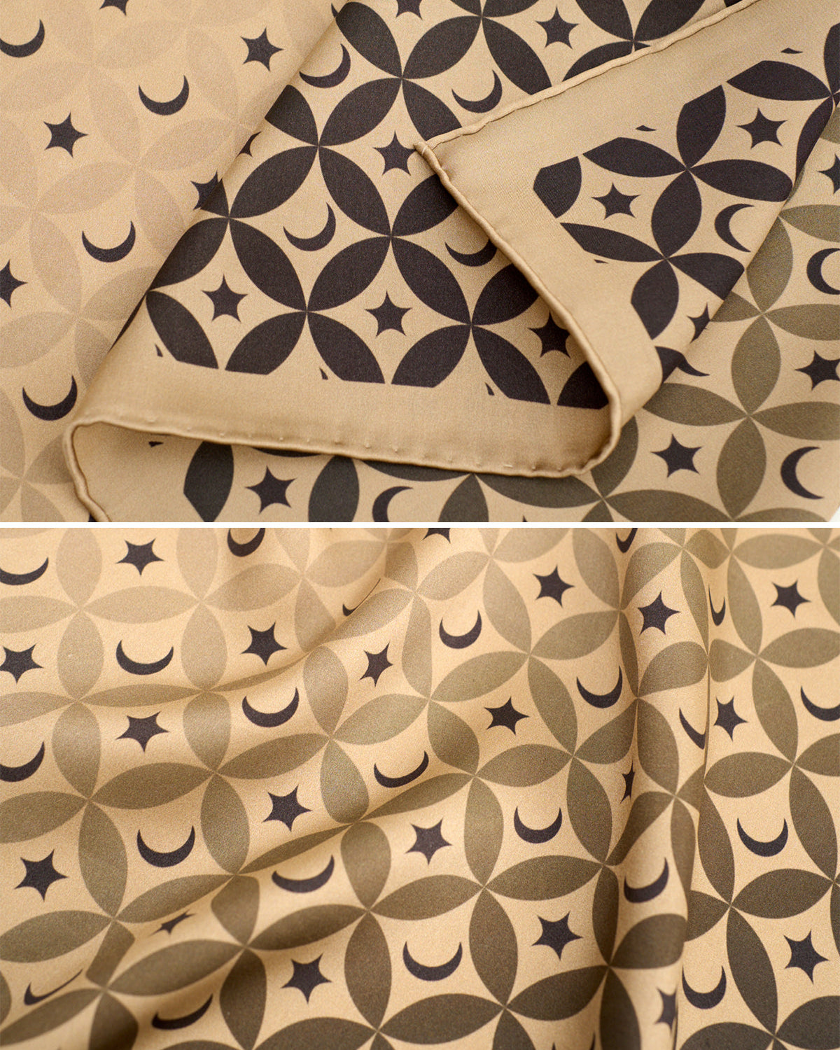 "Moonlit Stars" Silk Bandana Scarf - Gold