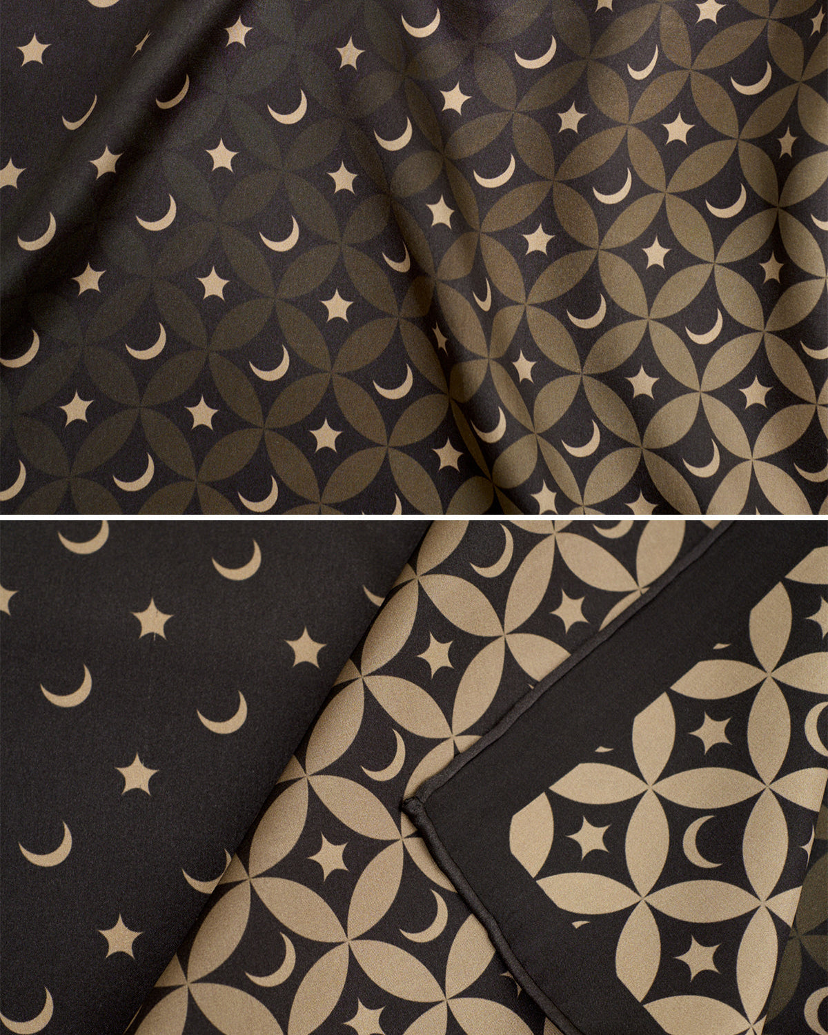 "Moonlit Stars" Silk Bandana Scarf - Black
