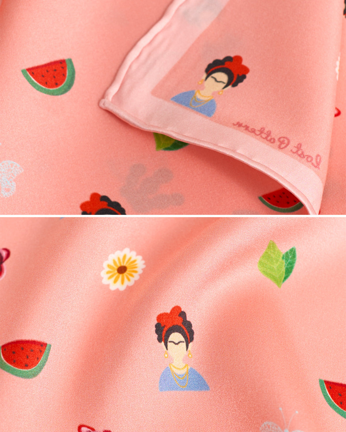 "Frida’s Desert Bloom" Silk Bandana Scarf - Pink