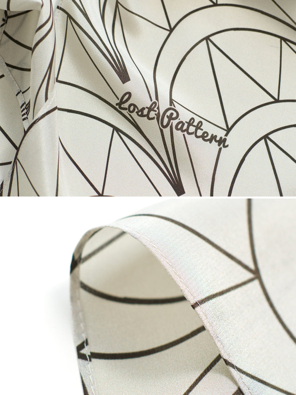 "Chrysler" Silk Crepe Neck Scarf - Deco Ivory