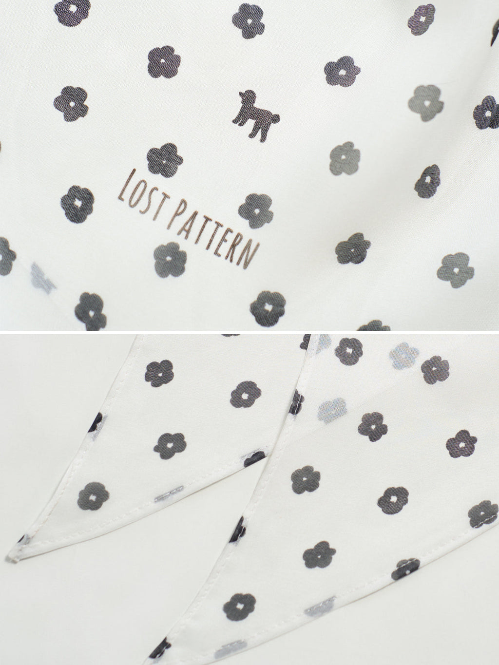 "Petal Veil" Silk Chiffon Neck Scarf - White