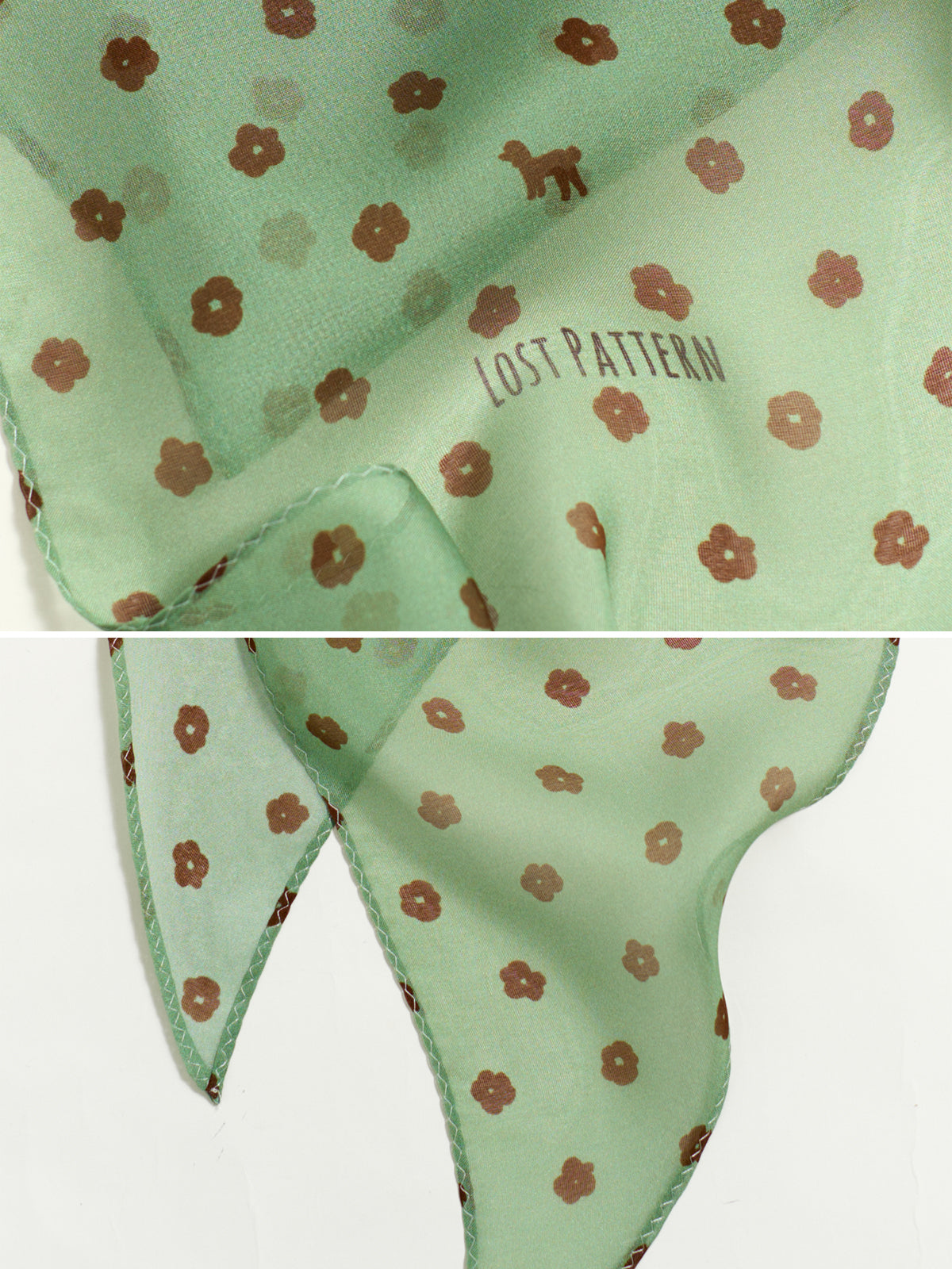 "Petal Veil" Silk Chiffon Neck Scarf - Matcha Green