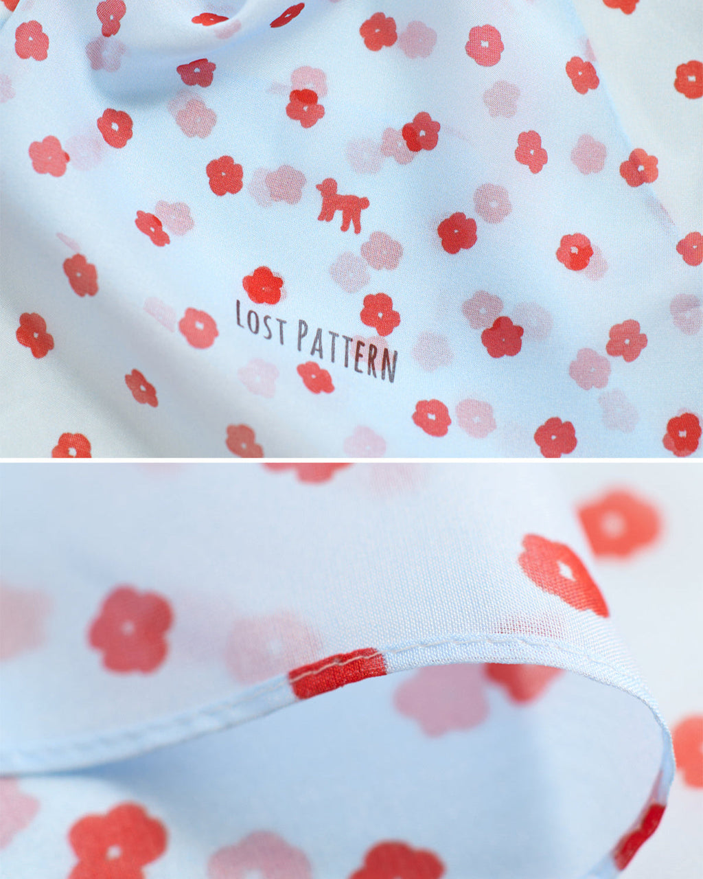 "Petal Veil" Silk Chiffon Neck Scarf - Blue