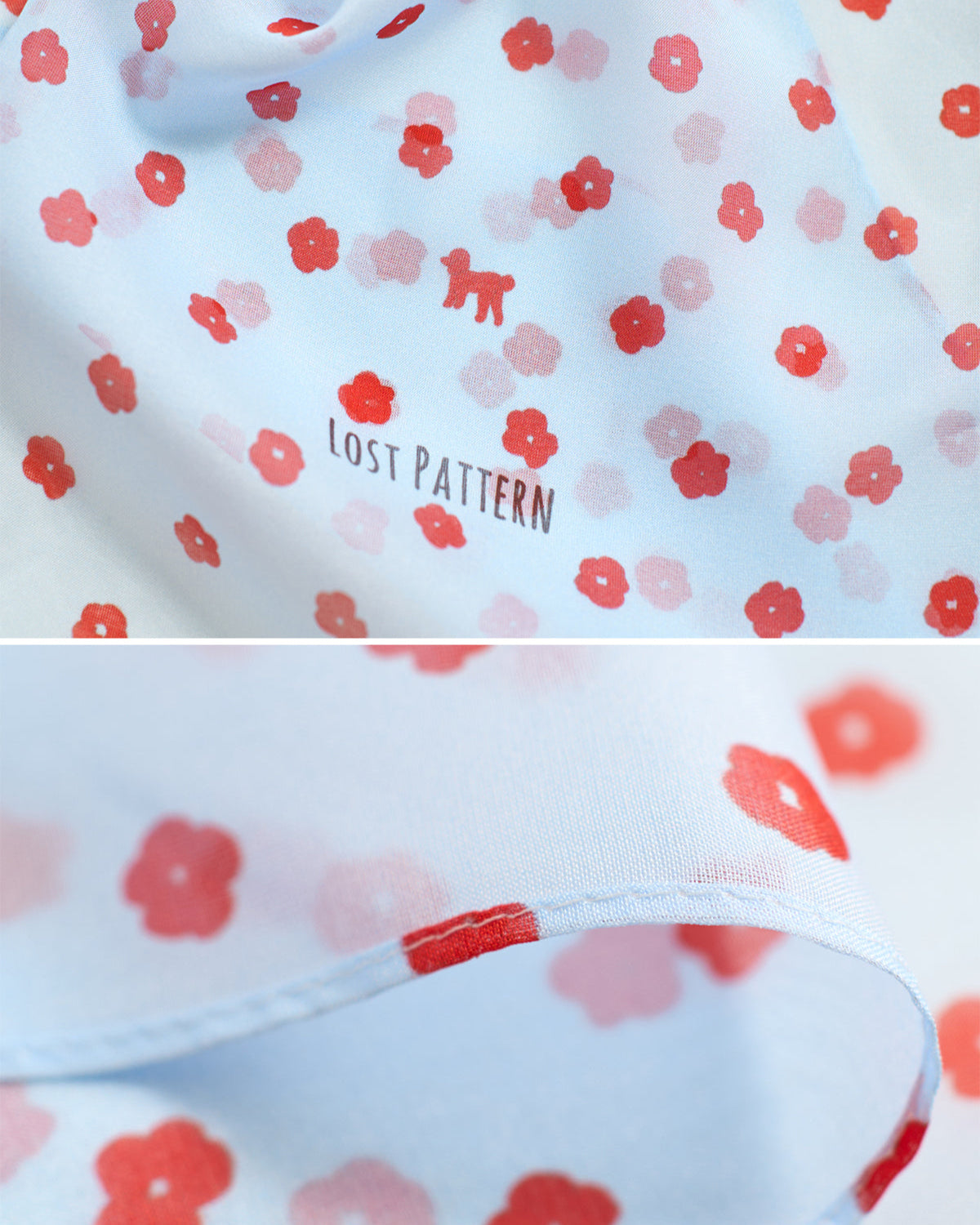 "Petal Veil" Silk Chiffon Neck Scarf - Blue