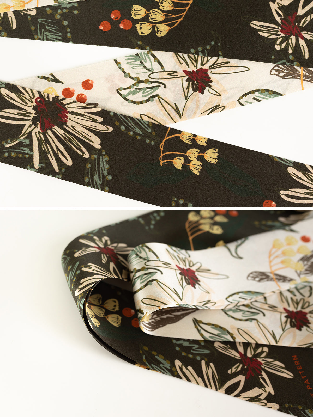 "Forest Charm" Silk Skinny Scarf - Moss Green